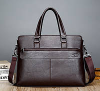 Качественная мужская деловая сумка для документов офисная, модный мужской деловой портфель формат А4 черный Коричневый
