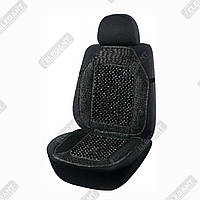 Накидка-массажер для автомобильного сиденья (круглая косточка, лен) 47*100см черная Elegant - (EL 100 652)