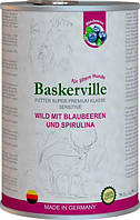 Влажный корм для собак Baskerville Sensitive Wild Mit Blaubeeren und Spirulina Оленина с черникой 800 г