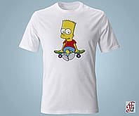 Женская футболка с принтом  SIMPSONS Барт сидит на скейте. XXL