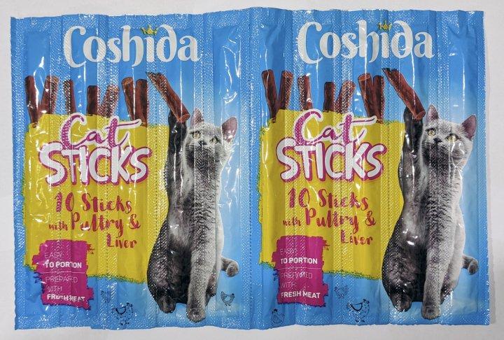 Лакомства для кошек Coshida мясные палочки с птицей и ливером (5шт*5г ...