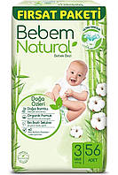 Підгузки одноразові дитячі BeBem Natural midi 3 (4-9 кг) 56 шт.