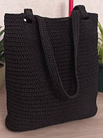 Вязаная сумка-шоппер ручной работы черная