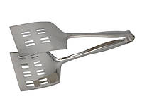 Щипцы-лопатка для яичницы кухонная из нержавейки Лопатка двойная с держателем для кухни металлическая L 26 cm