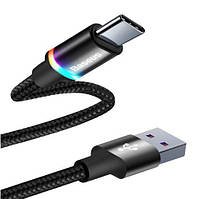 Шнур шт.USB А-шт.USB type C, сітка, 1 м, чорний