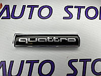 Емблема шильдик логотип QUATTRO Чорна 78х16 мм на багажник ляду крило двері на двостороньому скотчі для AUDI