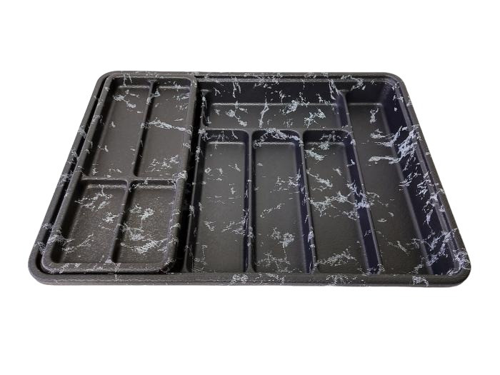 Лоток для столових приладів пластиковий подвійний "Мармур" Підставки для кухонних і столових приналежностей
