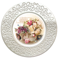 Декоративная поликерамичная тарелка "Прованс" - "Букет пион" 12 см