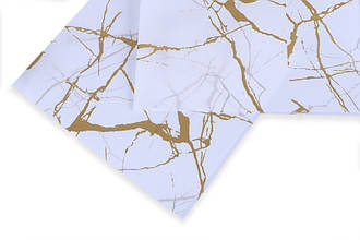 Пакувальний папір, білий мармур із золотом, матова, 57*57