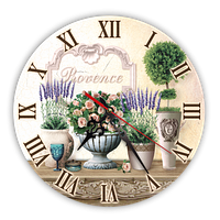 Настенные деревянные круглые часы "Прованс" - "Букет роз" 25 см