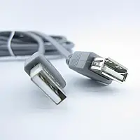 Удлинитель USB (шт.A- гн.А), version 2,0, диам.-5мм, 0,8м, прозрачн.