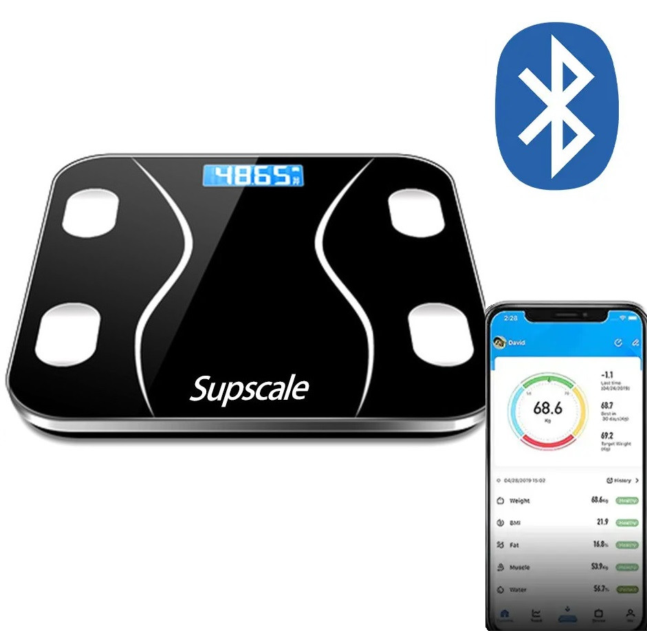 Ваги скляні підлогові електронні розумні з Bluetooth до 180кг VPE003, фото 1