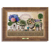 Класична дерев'яна картина "Прованс" - "Букет гортензій та оливки"