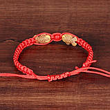 Тибетський браслет червона нитка подвійна щаслива риба Арована для удачі та багатства, фото 3