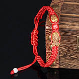 Тибетський браслет червона нитка подвійна щаслива риба Арована для удачі та багатства, фото 5