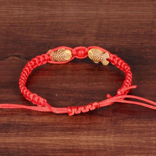 Тибетский браслет красная нить двойная счастливая рыба Арована для удачи и богатства