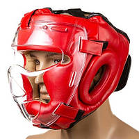 Шлем с прозрачной решеткой красный Everlast размер XL