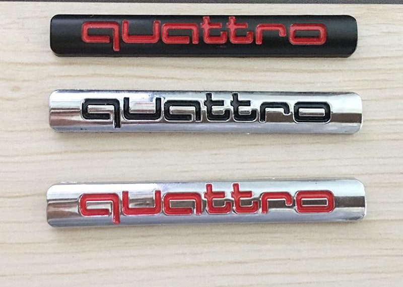 Емблема шильдик логотип QUATTRO Хром 67х9 мм на решітку радіатора для AUDI