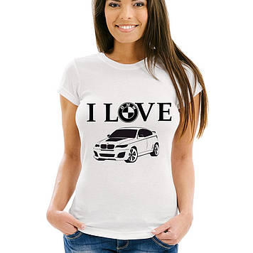 Жіноча футболка " I Iove BMW". Футболка БМВ