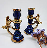 Настільний підсвічник синій з золотом