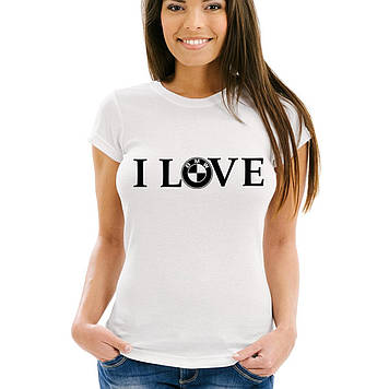 Жіноча футболка " I Iove BMW". Футболка БМВ