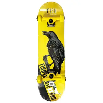 Скейтборд дерев'яний канадський клен Fish Skateboard Raven Скейтборд Скейт для катання трюковий малюнок - Ворон