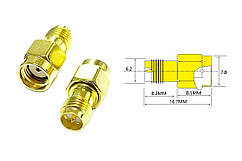 50 шт - Перехідники для FPV та радіообладнання (RP-SMA M - RP-SMA F прямий)