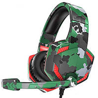 У Нас: Навушники ігрові НОСО ESD08 з мікрофоном LED підсвічуванням 108 дБ камуфляж зелений -OK