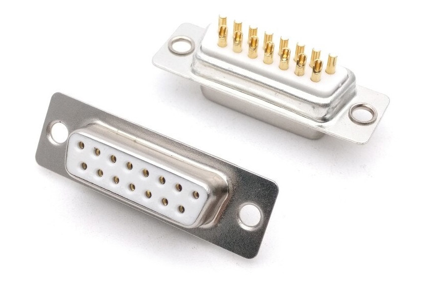 Конектори DB15 2u Gold RS232 COM-порт Female 50 шт 3А 250В позолота для сигналів і передачі даних (HM)