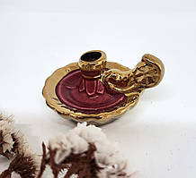 Малий керамічний підсвічник з ручкою червоний