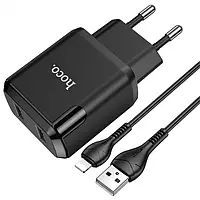 У Нас: Зарядний пристрій HOCO Lightning cable Speedy dual port charger set N7 | 2USB, 5V/2.1A | black -OK