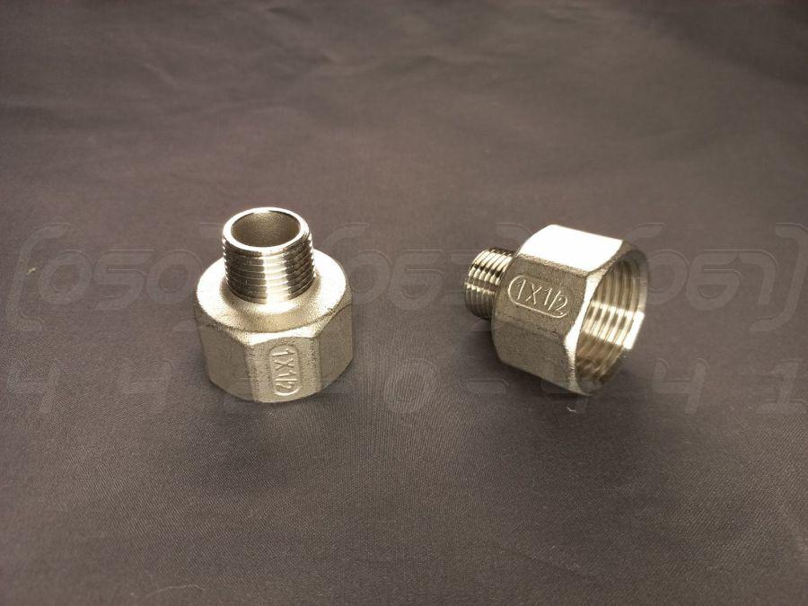 Футорка зворотна різьбова нержавіюча DN25x15 (1"х1/2"), н/ж сталь AISI 304, Class 150, BSPP, лита, фото 1