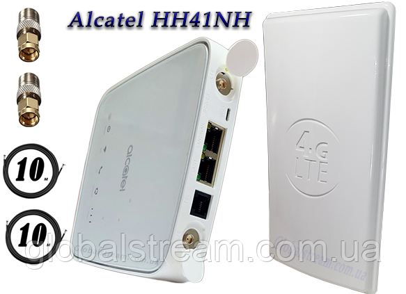 Комплект 4G/LTE/3G WiFi Роутер Alcatel HH41NH + Антена план. MIMO 2×24dbi (48 дБ) + працює від Power Bank