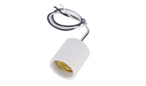 Патрон з дротом, цоколь Е27 кераміка, фото 1