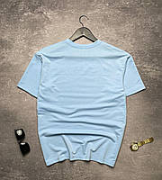 Мужская футболка ОВЕРСАЙЗ голубая Loud повседневная удлиненная с круглым вырезом на лето (Bon)