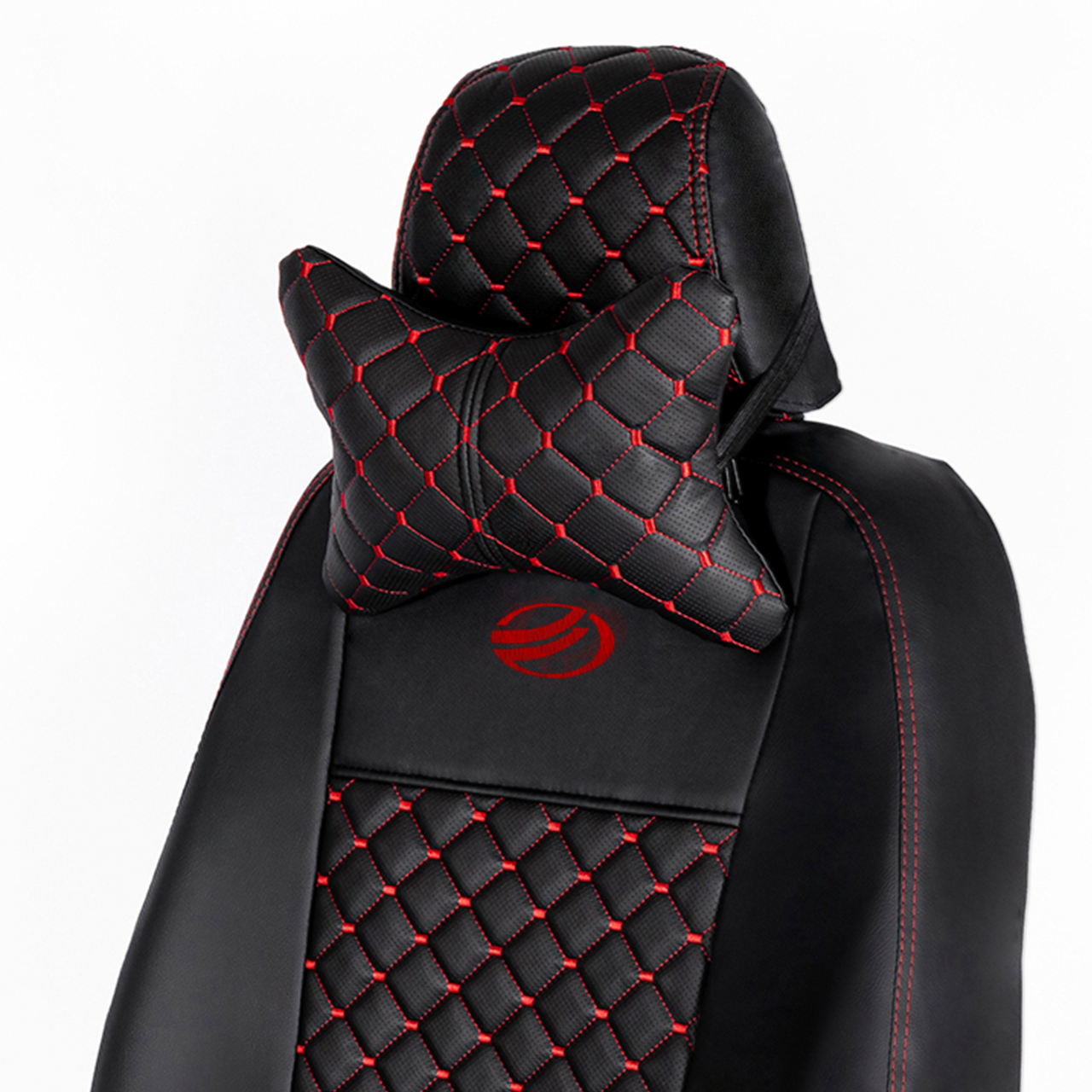 Чохли на сидіння ЗАЗ Форза (ZAZ Forza) (2011- ) ромби з червоною строчкою та лого