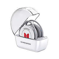 Бездротові накладні, спортивні, для ігор Bluetooth навушники MONSTER AIRFREE GT07 із зарядним кейсом (white)