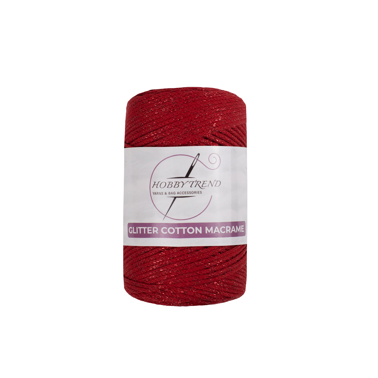 Бавовняний шнур плетений Hobby Trend Glitter. Червоний. 240-260 г, 240-260 м, 2 мм