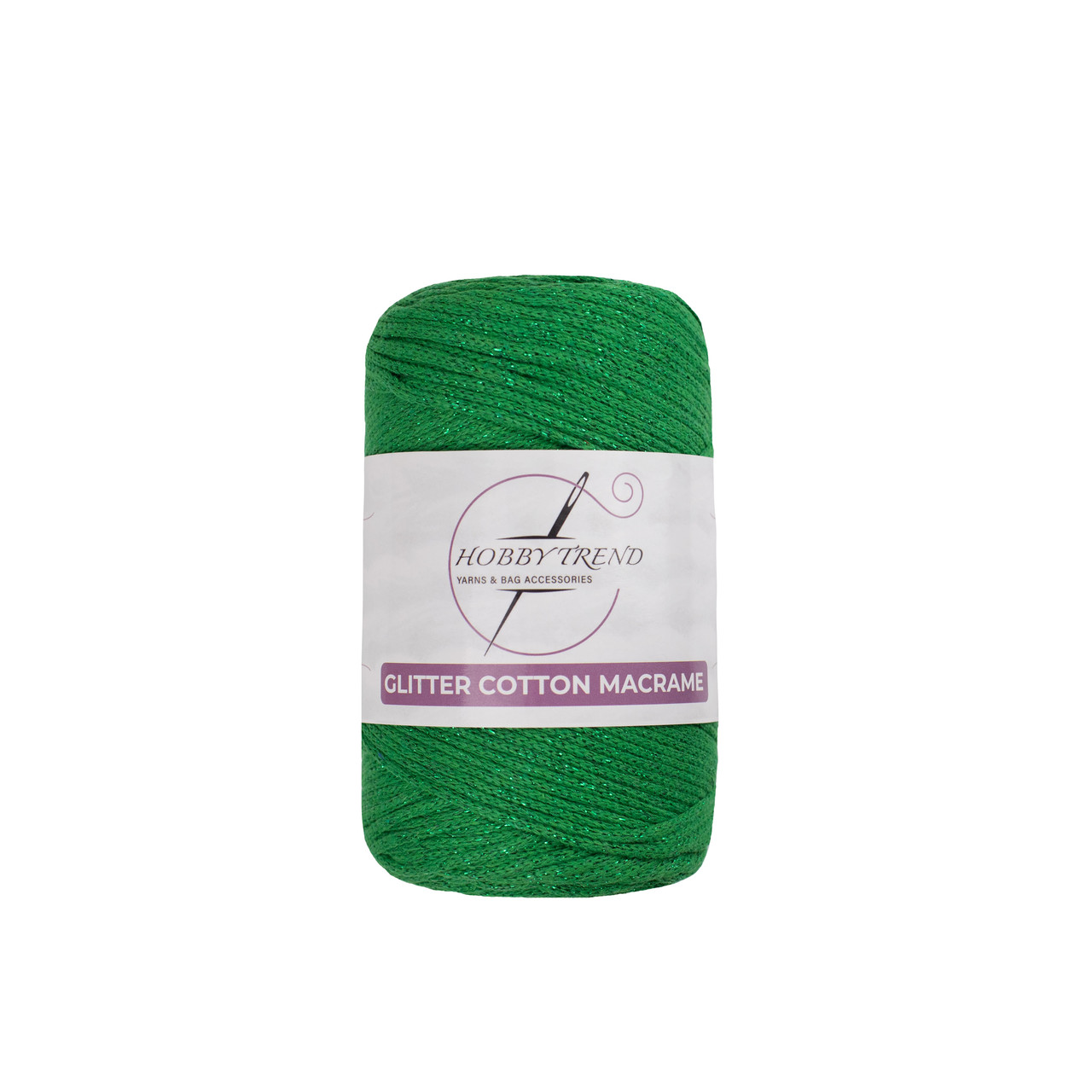 Бавовняний шнур плетений Hobby Trend Glitter. Зелений. 240-260 г, 240-260 м, 2 мм