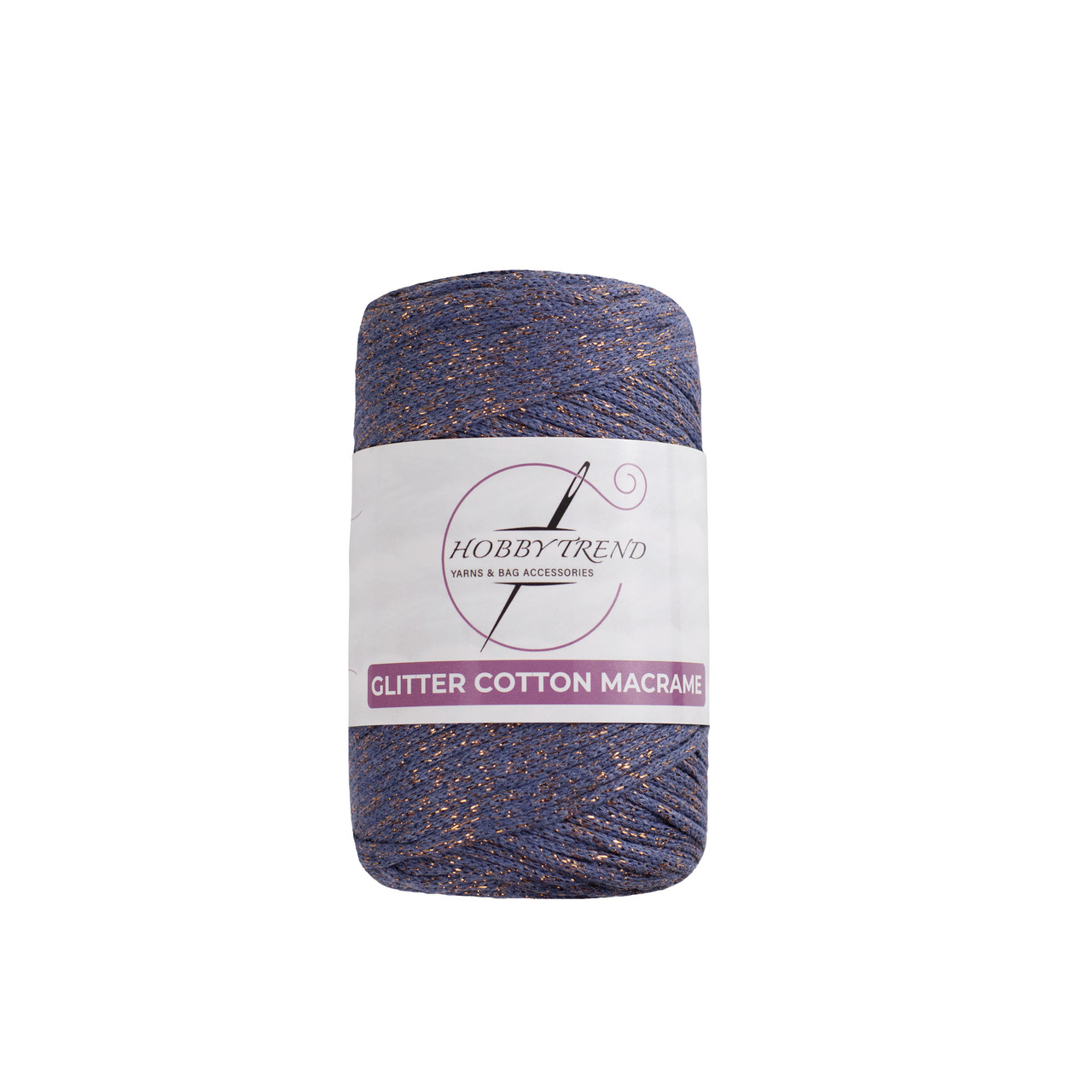 Бавовняний шнур плетений Hobby Trend Glitter. Темно-сізий 240-260 г, 240-260 м, 2 мм