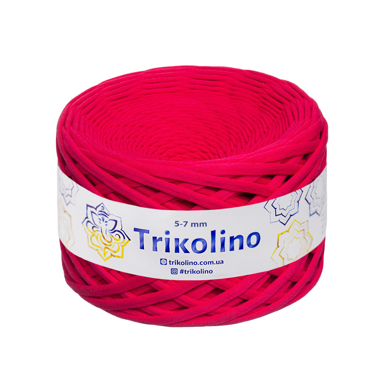 Трикотажна пряжа Trikolino, 5-7 мм., 100 м., Малина, нитки для в'язання