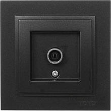 ТБ розетка прохідна з екраном із заземленням графіт 85x85 мм