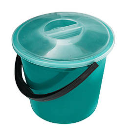 Відро пластикове 4.5 літрів харчове з кришкою бірюзове Ø 21.5 см h=18.5 см (Полімерагро)