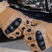 Тактические перчатки для стрельбы без пальцев (койот) (M - XL) Военные штурмовые для самообороны боевые