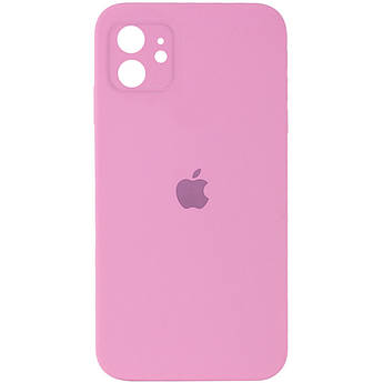 Чехол Silicone Case Square Full Camera Protective (AA) для Apple iPhone 11 (6.1") Рожевий / Light pink