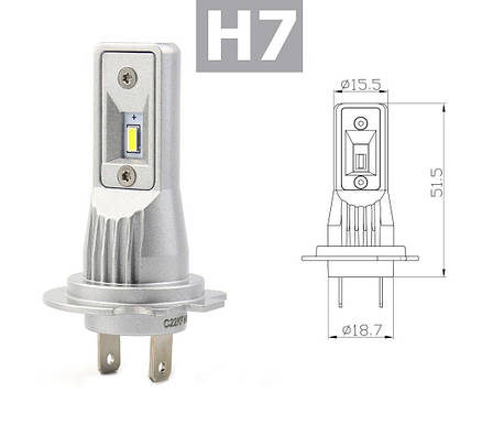 Світлодіодні LED лед лампи H7 компактні як галогенка BAXSTER SE Plus, фото 1