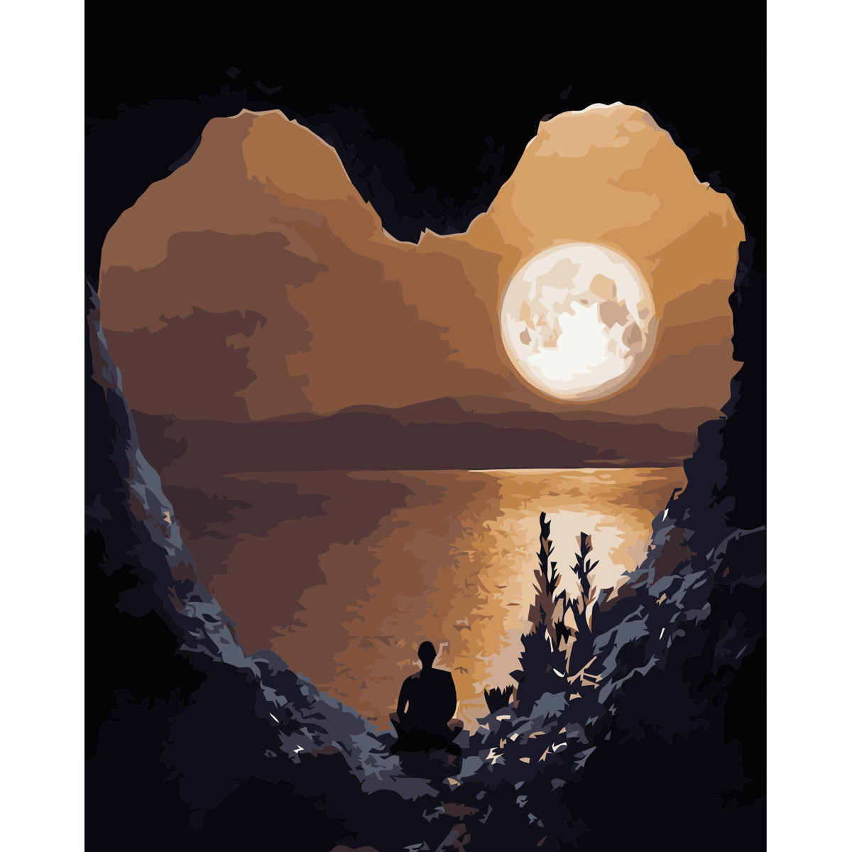 Картина за номерами Лунна ніч з лаком та рівнем розміром 40х50 см (VA-3441) melmil