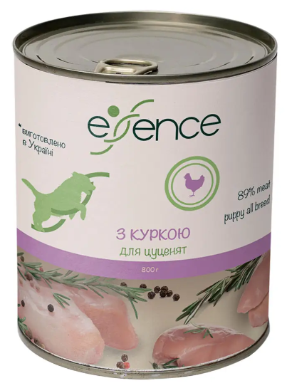 Вологий корм для цуценят усіх порід з куркою Essence 800 г, фото 1