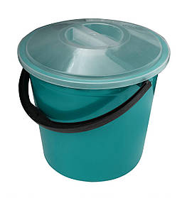 Відро пластикове 12 літрів харчове з кришкою бірюзове Ø 30 см h=25.5 см (ПолімерАгро)