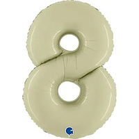 Фольгированный большой воздушный шар Grabo цифра 8 Оливковая сатин, 40" 102 см